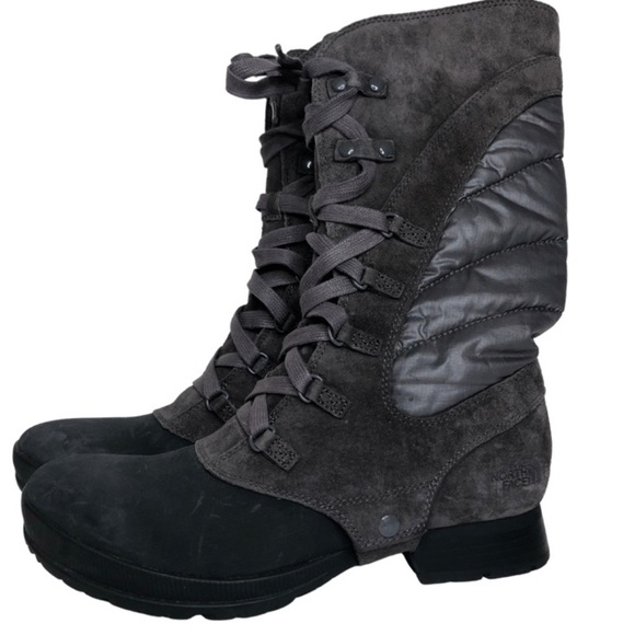 The North Face Zophia Lace Up Tall Boots Sz 8 Insulated Nubuck Waterproof - Picture 3 of 14